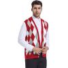 imageBeotyshow Mens Argyle Sweater Vests V Neck Sleeveless Cardigan Vest KnitwearRed