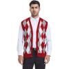 imageBeotyshow Mens Argyle Sweater Vests V Neck Sleeveless Cardigan Vest KnitwearRed