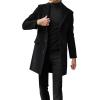 imageBeotyshow Mens Single Breasted Trench Coat Winter Pea Coat Notch Lapel Long Casual OvercoatBlack