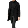 imageBeotyshow Mens Single Breasted Trench Coat Winter Pea Coat Notch Lapel Long Casual OvercoatBlack
