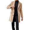 imageBeotyshow Mens Single Breasted Trench Coat Winter Pea Coat Notch Lapel Long Casual OvercoatKhaki