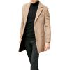 imageBeotyshow Mens Single Breasted Trench Coat Winter Pea Coat Notch Lapel Long Casual OvercoatKhaki