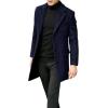 imageBeotyshow Mens Single Breasted Trench Coat Winter Pea Coat Notch Lapel Long Casual OvercoatNavy Blue