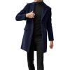 imageBeotyshow Mens Single Breasted Trench Coat Winter Pea Coat Notch Lapel Long Casual OvercoatNavy Blue