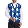 imageBeotyshow Mens Argyle Sweater Vests V Neck Sleeveless Cardigan Vest KnitwearNavy Blue
