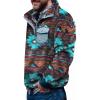 imageBeotyshow Mens Aztec Fleece Jackets Fuzzy Sherpa Pullover Sweatshirts Winter Coats Western Vintage Sweaters with PocketGreen