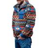imageBeotyshow Mens Aztec Fleece Jackets Fuzzy Sherpa Pullover Sweatshirts Winter Coats Western Vintage Sweaters with PocketNavy
