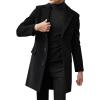 imageBeotyshow Mens Single Breasted Trench Coat Winter Pea Coat Notch Lapel Long Casual OvercoatBlack