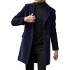 imageBeotyshow Mens Single Breasted Trench Coat Winter Pea Coat Notch Lapel Long Casual OvercoatNavy Blue