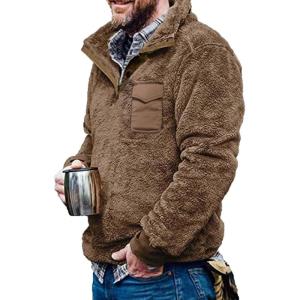 imageBeotyshow Mens Aztec Fleece Jackets Fuzzy Sherpa Pullover Sweatshirts Winter Coats Western Vintage Sweaters with PocketCoffee