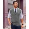 imageBeotyshow Mens Shawl Collar Pullover Sweater Vests V Neck Sleeveless Knitted SweatersGrey