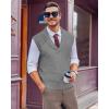 imageBeotyshow Mens Shawl Collar Pullover Sweater Vests V Neck Sleeveless Knitted SweatersGrey