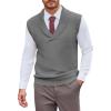 imageBeotyshow Mens Shawl Collar Pullover Sweater Vests V Neck Sleeveless Knitted SweatersGrey