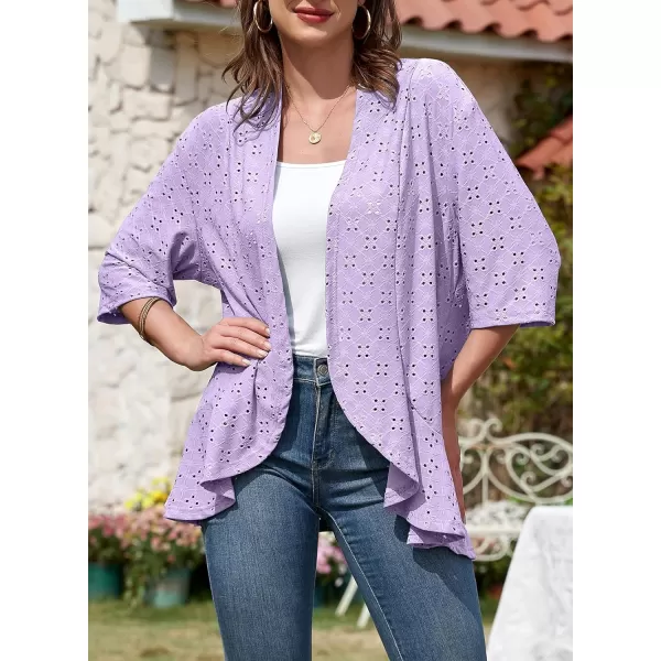 Sidefeel Lightweight Summer Cardigan for Women Spring Netted Knit Ruffle Half Sleeve Kimono Cover Ups