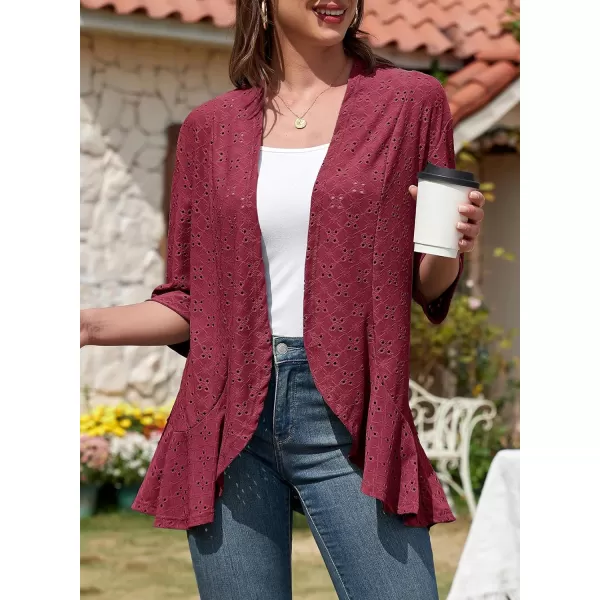 Sidefeel Lightweight Summer Cardigan for Women Spring Netted Knit Ruffle Half Sleeve Kimono Cover Ups