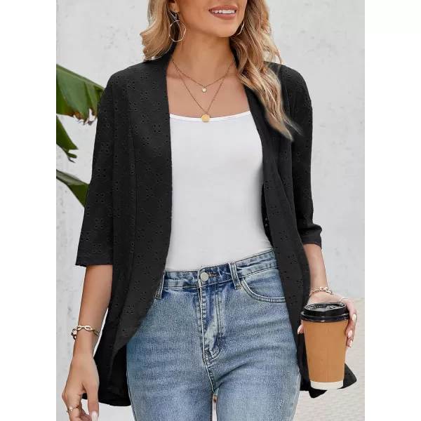 Sidefeel Lightweight Summer Cardigan for Women Spring Netted Knit Ruffle Half Sleeve Kimono Cover Ups