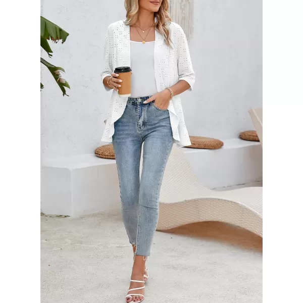 Sidefeel Lightweight Summer Cardigan for Women Spring Netted Knit Ruffle Half Sleeve Kimono Cover Ups