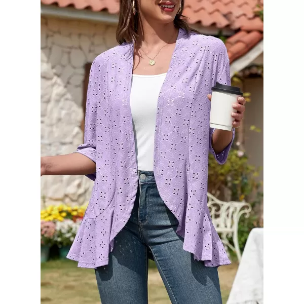 Sidefeel Lightweight Summer Cardigan for Women Spring Netted Knit Ruffle Half Sleeve Kimono Cover Ups
