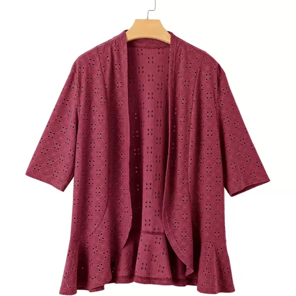 Sidefeel Lightweight Summer Cardigan for Women Spring Netted Knit Ruffle Half Sleeve Kimono Cover Ups