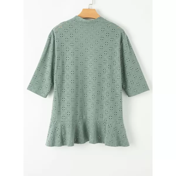 Sidefeel Lightweight Summer Cardigan for Women Spring Netted Knit Ruffle Half Sleeve Kimono Cover Ups