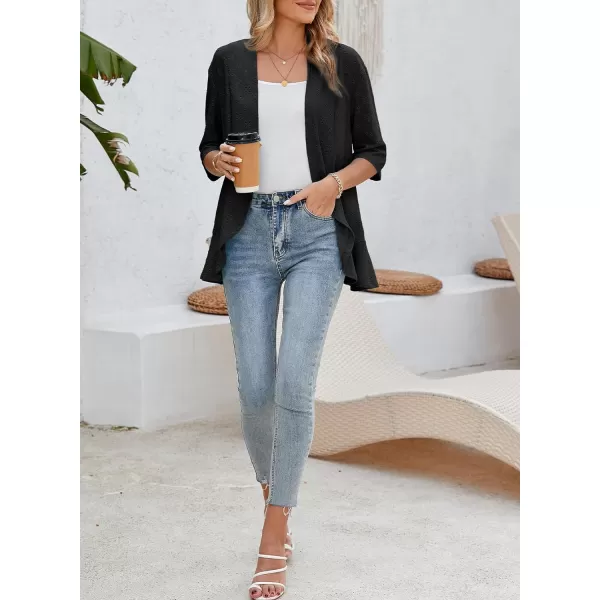 Sidefeel Lightweight Summer Cardigan for Women Spring Netted Knit Ruffle Half Sleeve Kimono Cover Ups