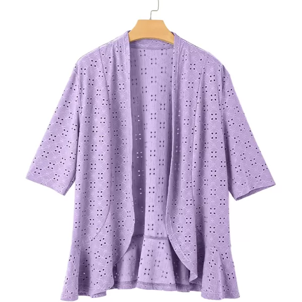 Sidefeel Lightweight Summer Cardigan for Women Spring Netted Knit Ruffle Half Sleeve Kimono Cover Ups