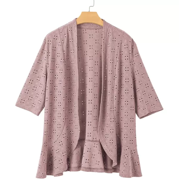 Sidefeel Lightweight Summer Cardigan for Women Spring Netted Knit Ruffle Half Sleeve Kimono Cover Ups