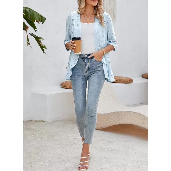 Sidefeel Lightweight Summer Cardigan for Women Spring Netted Knit Ruffle Half Sleeve Kimono Cover Ups