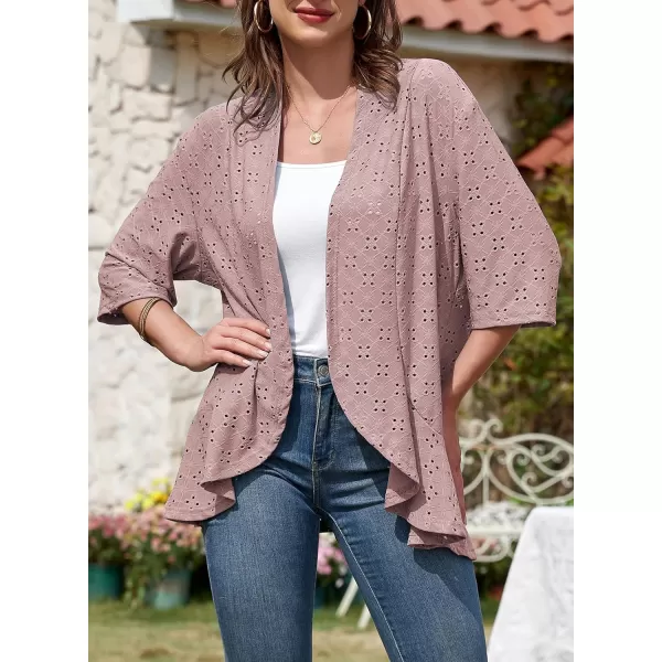 Sidefeel Lightweight Summer Cardigan for Women Spring Netted Knit Ruffle Half Sleeve Kimono Cover Ups