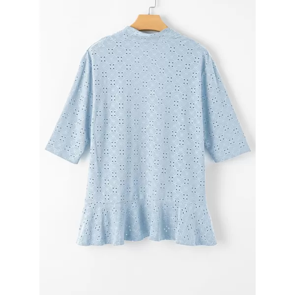 Sidefeel Lightweight Summer Cardigan for Women Spring Netted Knit Ruffle Half Sleeve Kimono Cover Ups