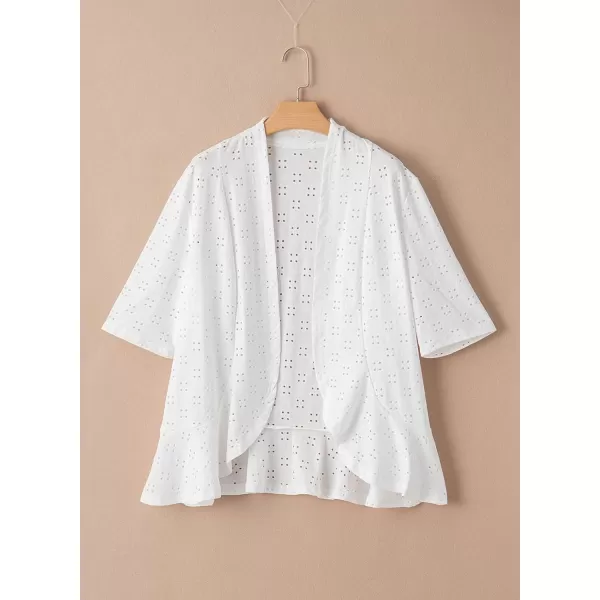 Sidefeel Lightweight Summer Cardigan for Women Spring Netted Knit Ruffle Half Sleeve Kimono Cover Ups