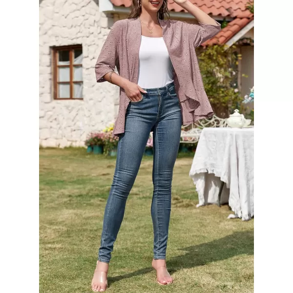 Sidefeel Lightweight Summer Cardigan for Women Spring Netted Knit Ruffle Half Sleeve Kimono Cover Ups