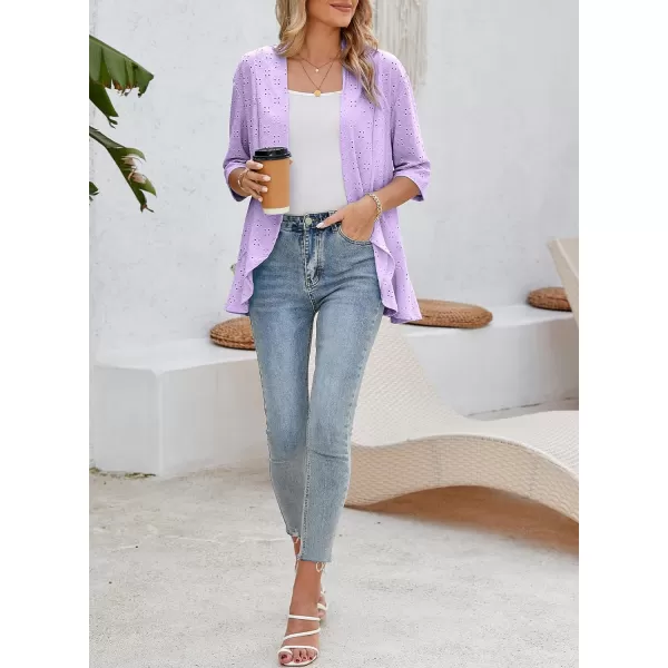 Sidefeel Lightweight Summer Cardigan for Women Spring Netted Knit Ruffle Half Sleeve Kimono Cover Ups