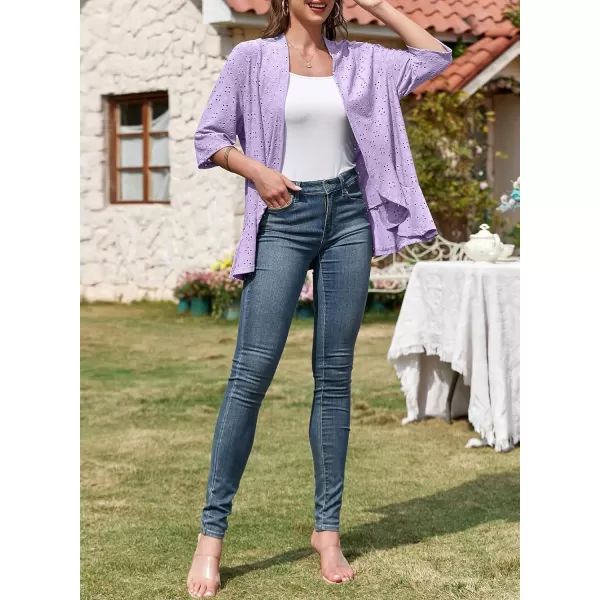 Sidefeel Lightweight Summer Cardigan for Women Spring Netted Knit Ruffle Half Sleeve Kimono Cover Ups