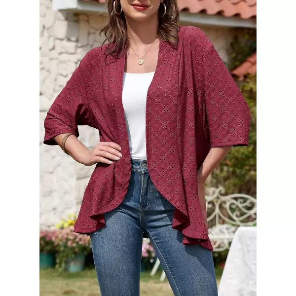 Sidefeel Lightweight Summer Cardigan for Women Spring Netted Knit Ruffle Half Sleeve Kimono Cover Ups