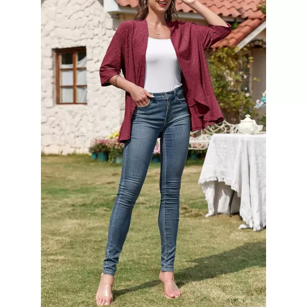 Sidefeel Lightweight Summer Cardigan for Women Spring Netted Knit Ruffle Half Sleeve Kimono Cover Ups