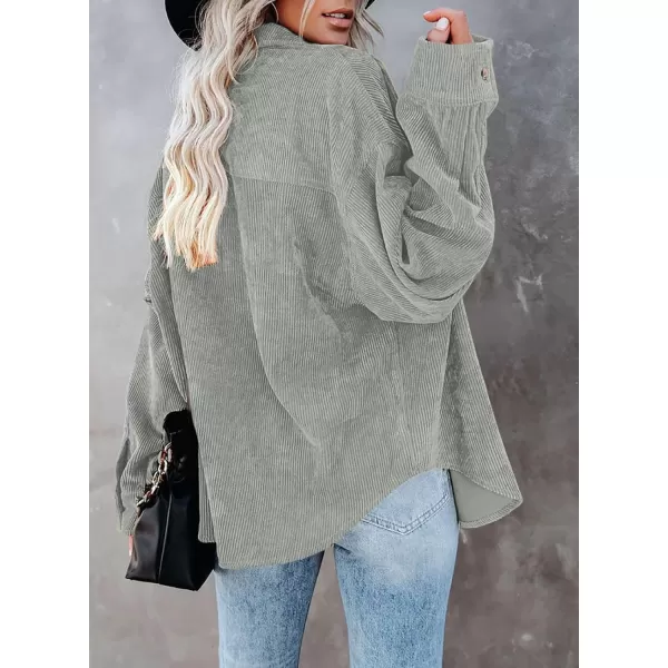 Sidefeel Women Corduroy Long Sleeve Button Down Shirt Oversized Jacket Tops