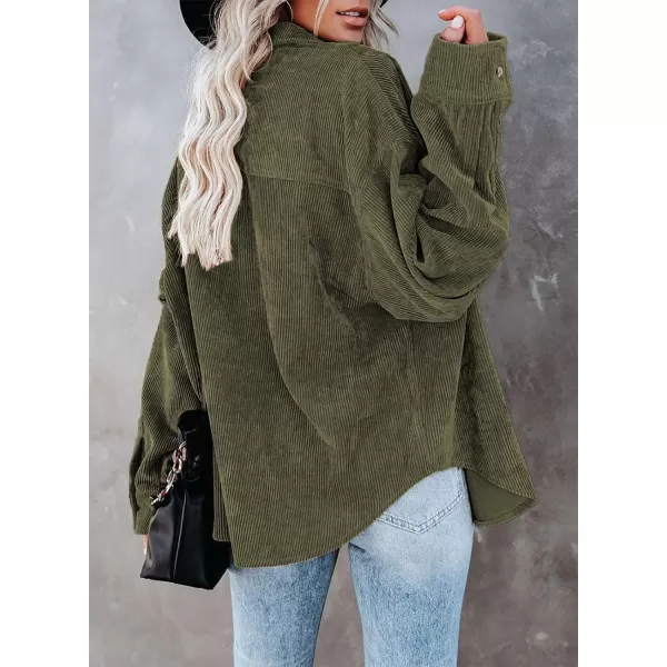 Sidefeel Women Corduroy Long Sleeve Button Down Shirt Oversized Jacket Tops