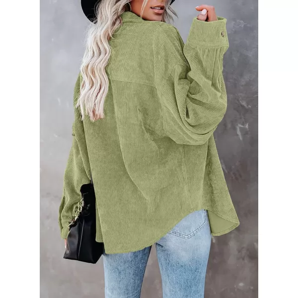 Sidefeel Women Corduroy Long Sleeve Button Down Shirt Oversized Jacket Tops