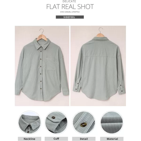 Sidefeel Women Corduroy Long Sleeve Button Down Shirt Oversized Jacket Tops