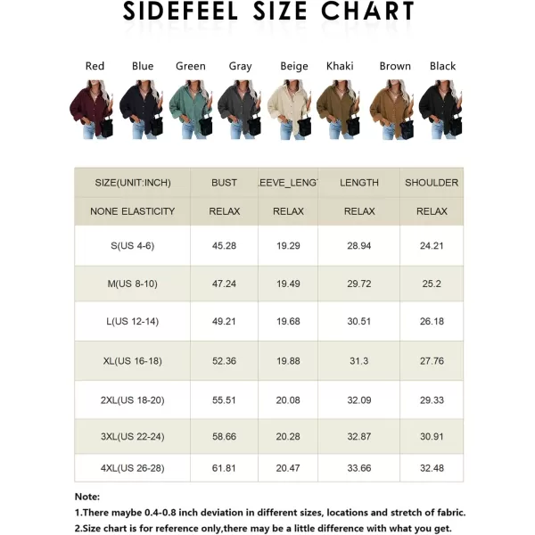 Sidefeel Women Corduroy Long Sleeve Button Down Shirt Oversized Jacket Tops