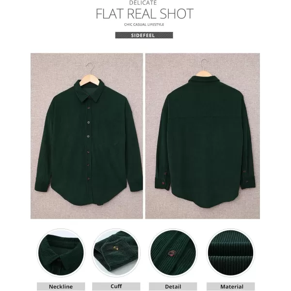 Sidefeel Women Corduroy Long Sleeve Button Down Shirt Oversized Jacket Tops