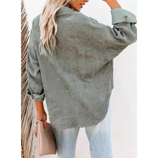 Sidefeel Women Corduroy Long Sleeve Button Down Shirt Oversized Jacket Tops