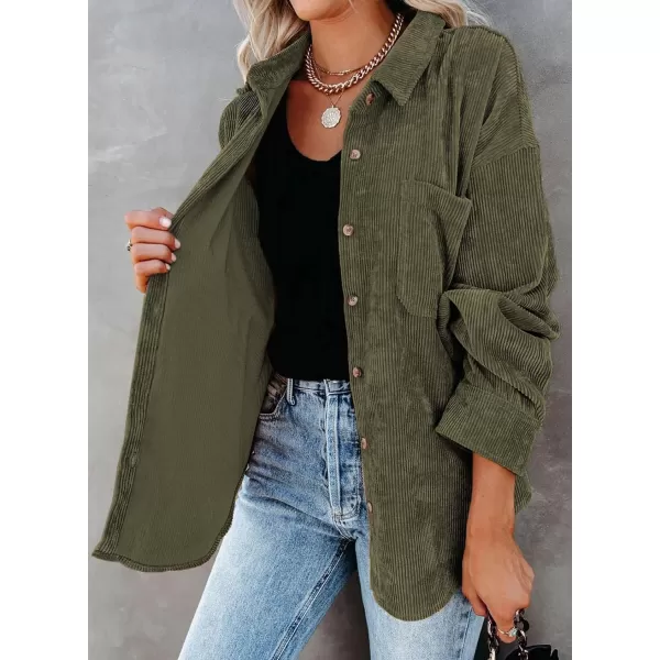Sidefeel Women Corduroy Long Sleeve Button Down Shirt Oversized Jacket Tops