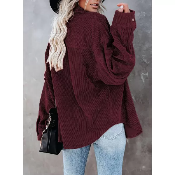 Sidefeel Women Corduroy Long Sleeve Button Down Shirt Oversized Jacket Tops