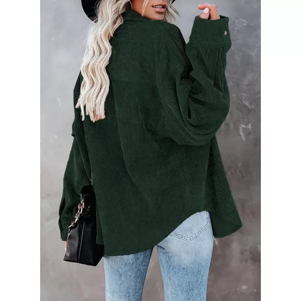 Sidefeel Women Corduroy Long Sleeve Button Down Shirt Oversized Jacket Tops