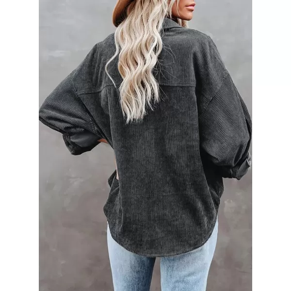 Sidefeel Women Corduroy Long Sleeve Button Down Shirt Oversized Jacket Tops