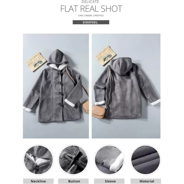 Sidefeel Women Denim Faux Fur Long Sleeve Lapel Collar Oversized Coat Outwear