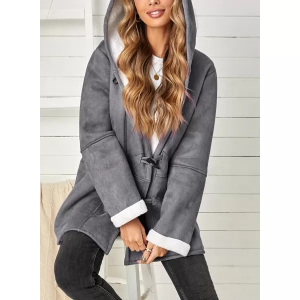 Sidefeel Women Denim Faux Fur Long Sleeve Lapel Collar Oversized Coat Outwear