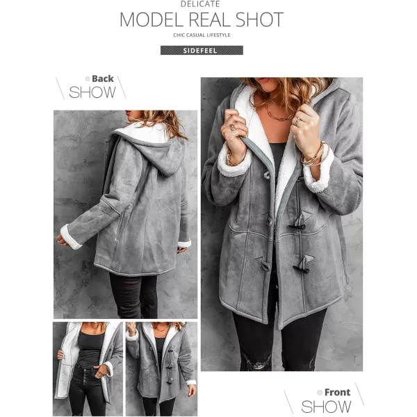 Sidefeel Women Denim Faux Fur Long Sleeve Lapel Collar Oversized Coat Outwear